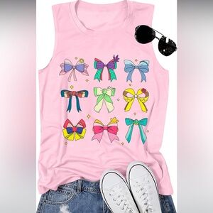 Pink Disney Princess Bow Pattern Women’s Tank Top